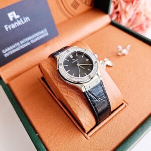 Đồng Hồ FL Franklin Chính Hãng Nữ Black Leather Quartz  Women's Watch