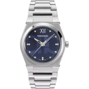 Đồng Hồ Salvatore Ferragamo Chính Hãng Nam SFYF01023 Vega Quartz Diamond Blue Dial Men's Watch