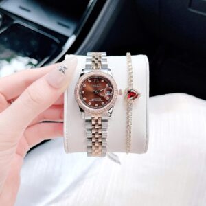 Đồng Hồ FL Franklin Chính Hãng Nữ Brpwn Dial Demi Rose Women Quartz Watch