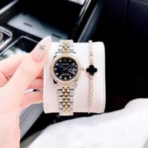 Đồng Hồ FL Franklin Chính Hãng Nữ Demi Gold  Black Dial Women Quartz Watch