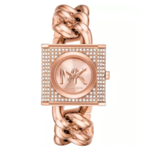 Đồng Hồ Michael Kors Nữ Chính Hãng MK4827 Chain Lock Three-Hand Rose Gold-Tone Stainless Steel Watch