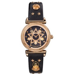 Đồng Hồ Versace Chính Hãng Nữ VERE01519 V-Motif Western Black Leather Ladies Watch
