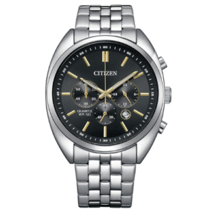 Đồng Hồ Citizen Nam Chính Hãng AN8210-56E Chronograph Black Dial Silver Steel Men's Watch