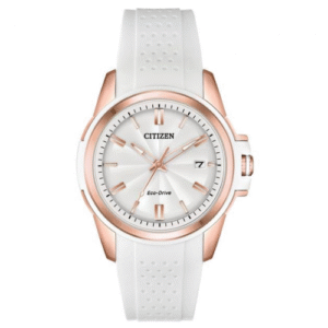 Đồng Hồ Citizen Chính Hãng Nữ FE6136-01A Eco-Drive Silver Dial White Silicone Ladies Watch