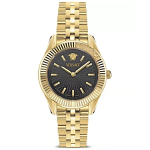 Đồng Hồ Versace Chính Hãng Nữ VE9CA0424 Greca Twist Black Dial Gold Tone  Watch