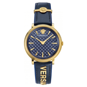 Đồng Hồ Versace Chính Hãng Nữ VE8101219 V-Circle Blue Leather Ladies Watch